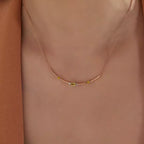 0.56 CT Yellow Sapphire and Diamond Rose Gold Necklace