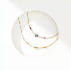 0.56 CT Yellow Sapphire and Diamond Rose Gold Necklace
