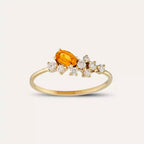 0.57 CT Golden Yellow Sapphire Diamond Yellow Gold Ring