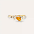 0.57 CT Golden Yellow Sapphire Diamond Yellow Gold Ring