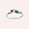 Violet 0.58 CT Multicolor Safir Taşlı Beyaz Altın Yüzük