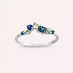 Violet 0.58 CT Multicolor Safir Taşlı Beyaz Altın Yüzük