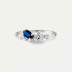 0.58 CT Oval Cut Sapphire and Diamond White Gold Ring