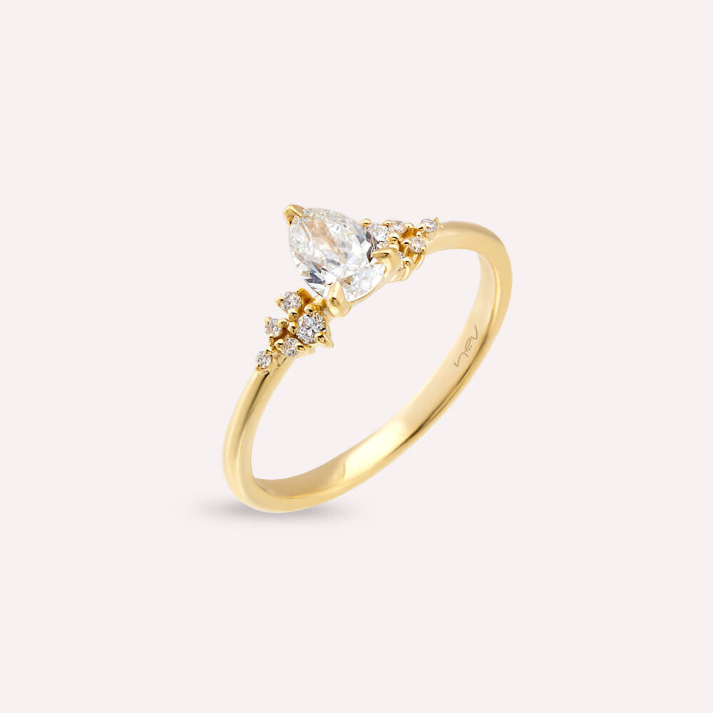 Flora 0.58 CT Pırlanta Taşlı Sarı Altın Yüzük