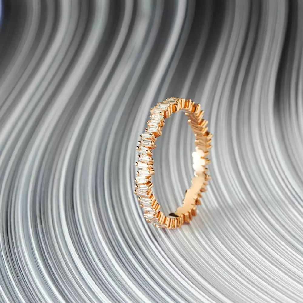 0.60 CT Baguette Diamond Full Eternity Ring in Rose Gold