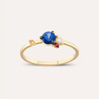 Douce 0.60 CT Multicolor Sapphire and Diamond Yellow Gold Ring