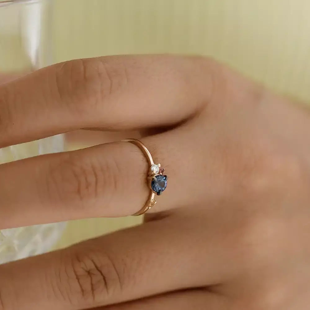 Douce 0.60 CT Multicolor Sapphire and Diamond Yellow Gold Ring