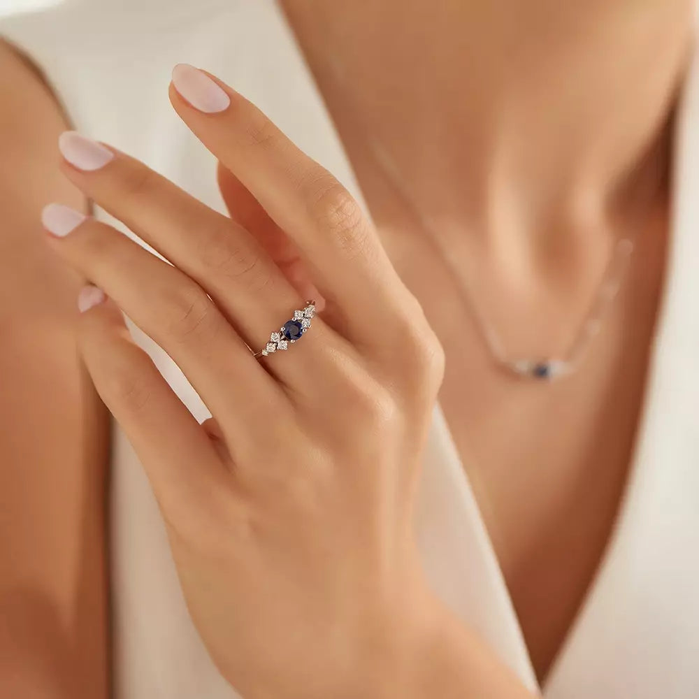 Luma 0.61 CT Sapphire and Diamond White Gold Ring