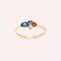 Zaria 0.62 CT Multicolor Safir ve Pırlanta Taşlı Sarı Altın Yüzük