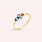 Zaria 0.62 CT Multicolor Safir ve Pırlanta Taşlı Sarı Altın Yüzük