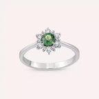 0.63 CT Green Sapphire and Diamond White Gold Ring