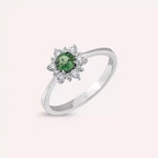 0.63 CT Green Sapphire and Diamond White Gold Ring