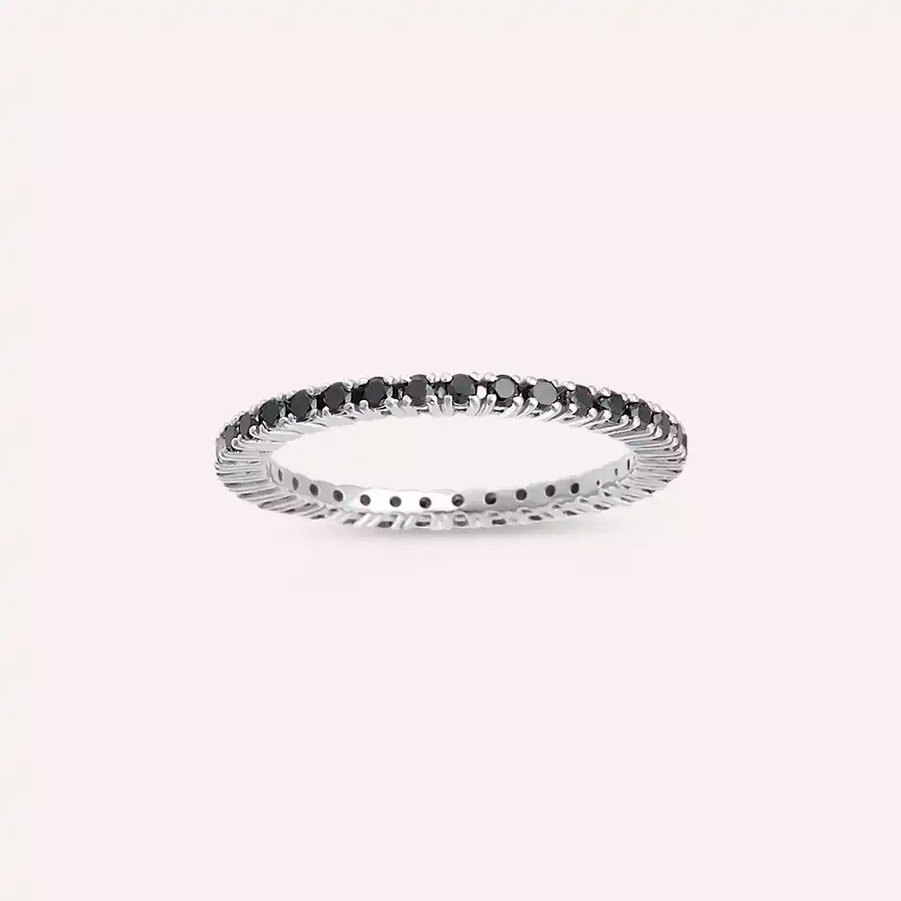 0.63 CT Black Diamond White Gold Full Eternity Ring