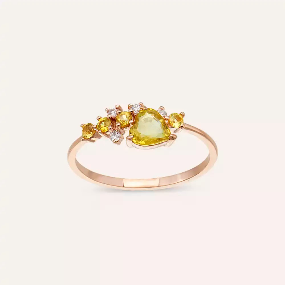 Cosmo 0.63 CT Yellow Sapphire and Diamond Rose Gold Ring