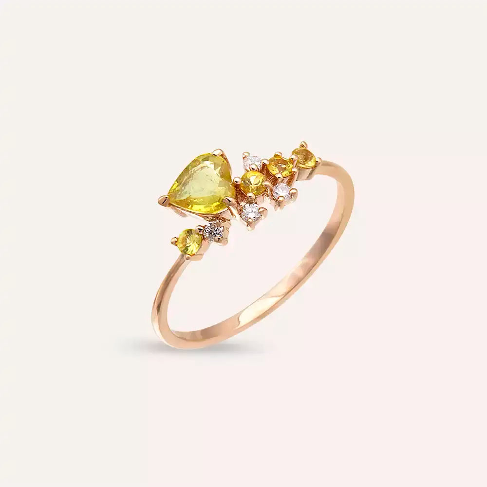 Cosmo 0.63 CT Yellow Sapphire and Diamond Rose Gold Ring
