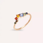 Violet 0.64 CT Brown Diamond and Multicolor Sapphire Rose Gold Ring