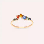 Violet 0.64 CT Brown Diamond and Multicolor Sapphire Rose Gold Ring