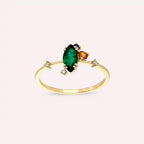 Arist 0.64 CT Multi-Color Sapphire and Emerald Yellow Gold Ring