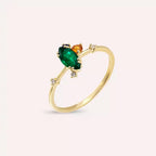 Arist 0.64 CT Multi-Color Sapphire and Emerald Yellow Gold Ring