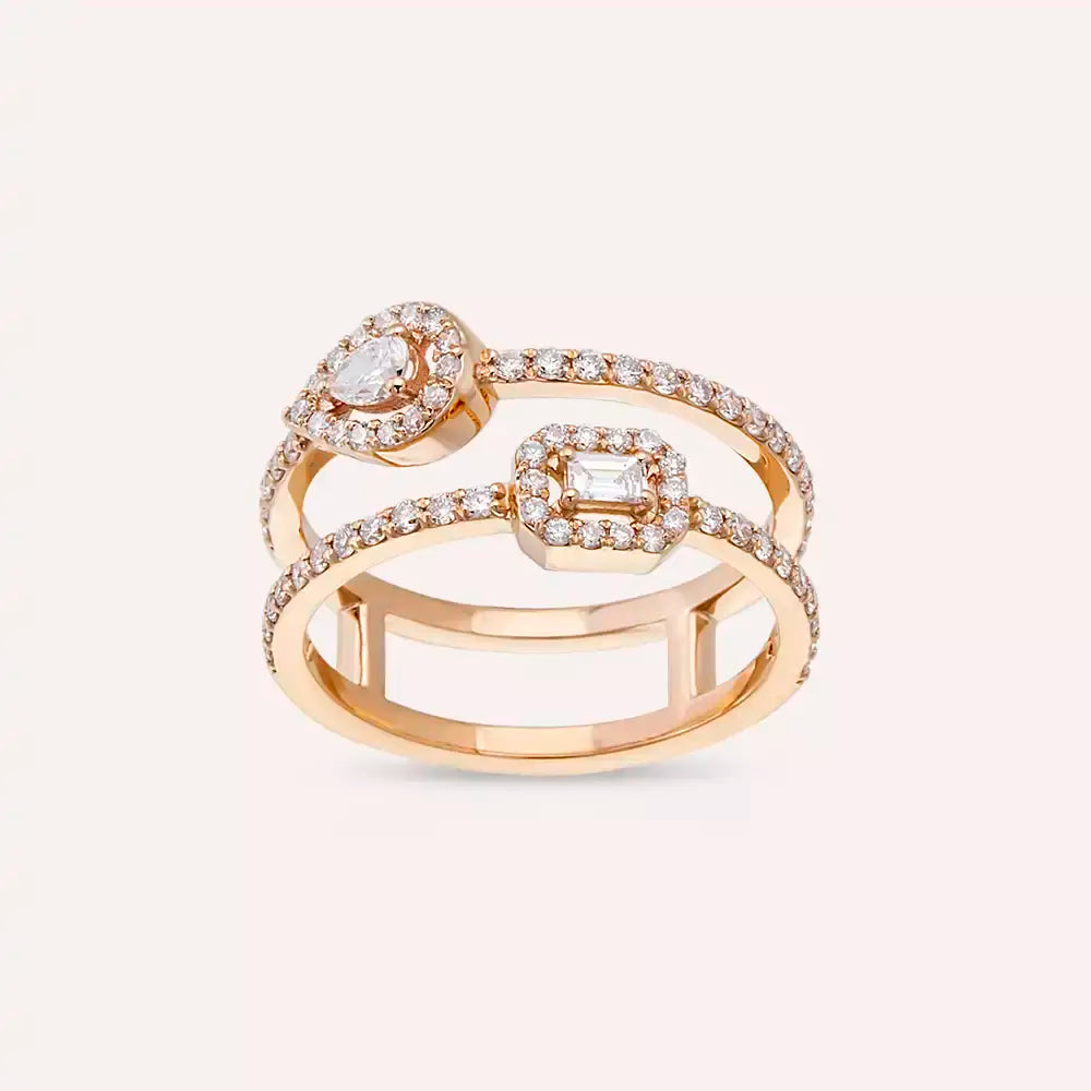 0.64 CT Pırlanta Taşlı Rose Altın Yüzük