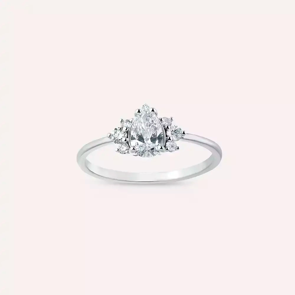 Dew 0.65 CT Pear Cut Diamond White Gold Ring