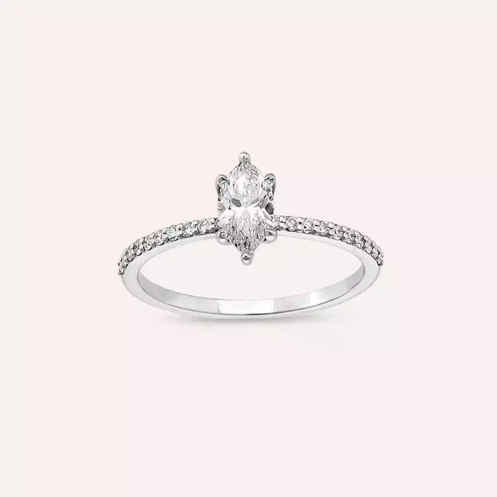 Celen 0.65 CT Marquis Cut Diamond White Gold Ring