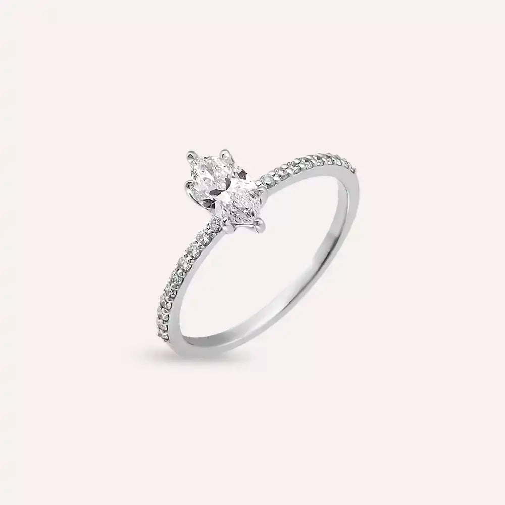 Celen 0.65 CT Marquis Cut Diamond White Gold Ring