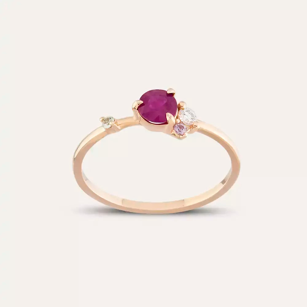 Douce 0.66 CT Multicolor Sapphire and Diamond Rose Gold Ring
