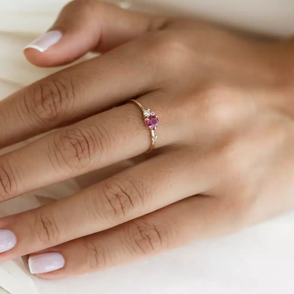 Douce 0.66 CT Multicolor Sapphire and Diamond Rose Gold Ring