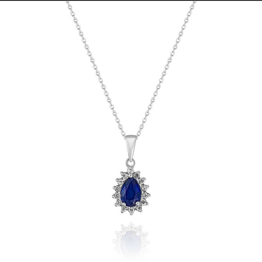 0,67 Karat Pırlantalı Safir Kolye