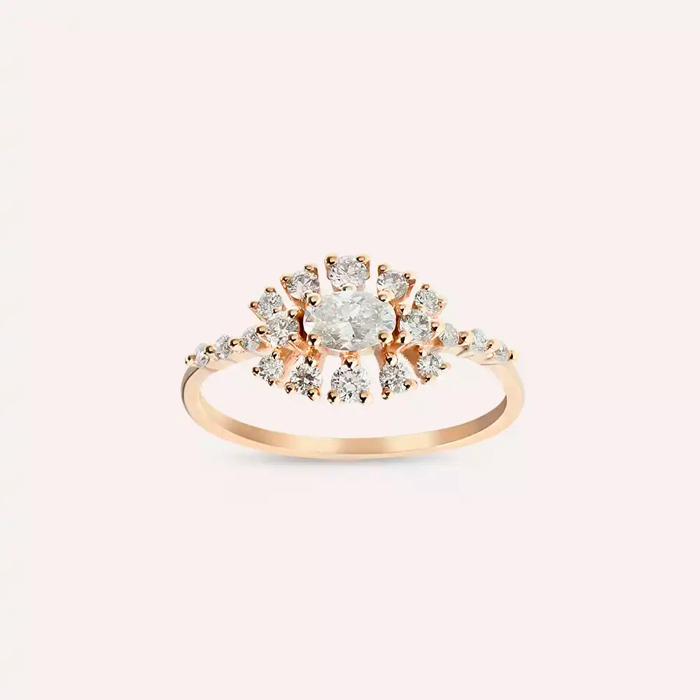 Pollen 0.68 CT Oval Cut Diamond Rose Gold Ring