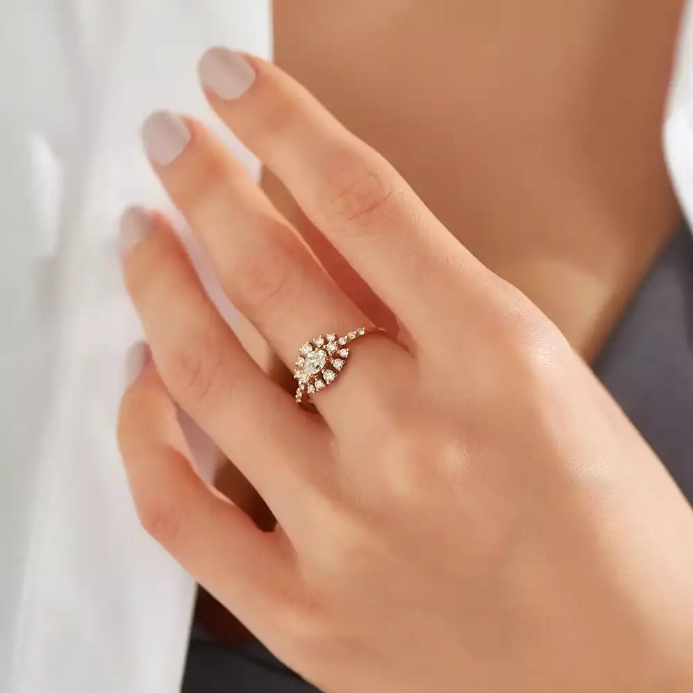 Pollen 0.68 CT Oval Cut Diamond Rose Gold Ring