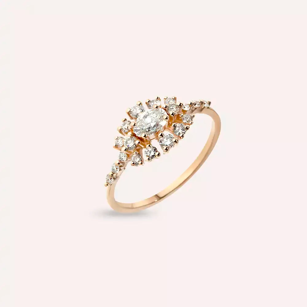 Pollen 0.68 CT Oval Cut Diamond Rose Gold Ring