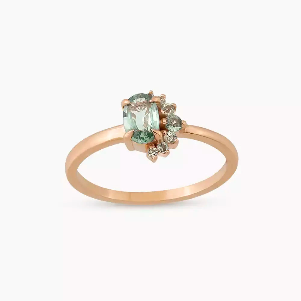 Dear 0.69 CT Green Sapphire Rose Gold Ring