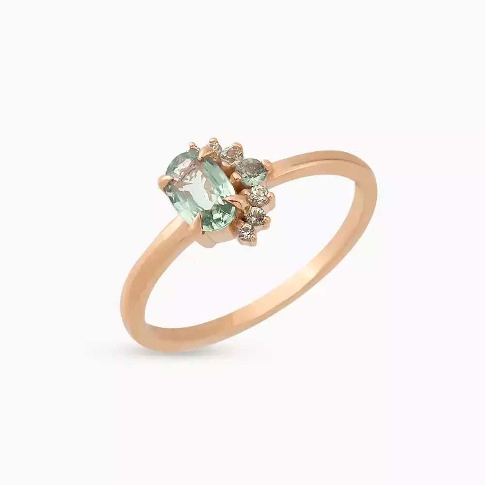 Dear 0.69 CT Green Sapphire Rose Gold Ring