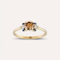 0.69 CT Multicolor Safir ve Brown Pırlanta Taşlı Sarı Altın Yüzük