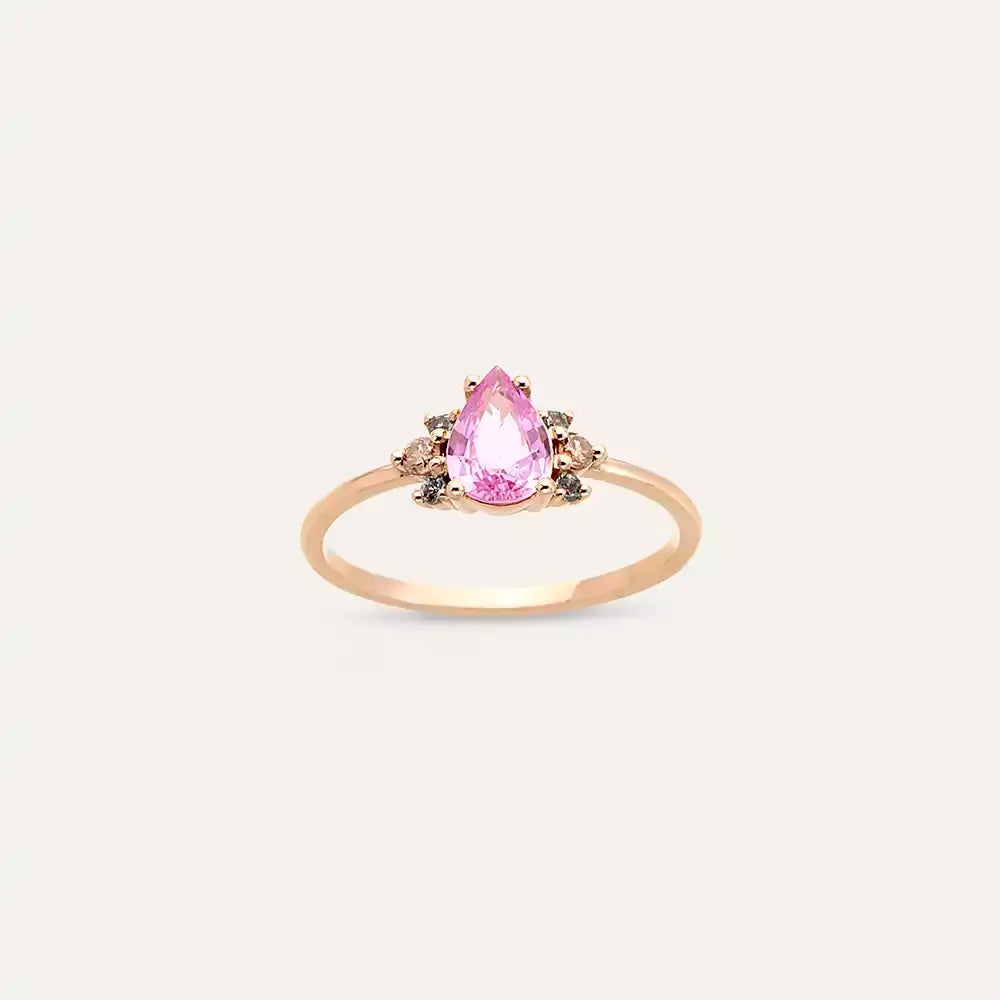 Dew 0.69 CT Pink Sapphire and Brown Diamond Rose Gold Ring