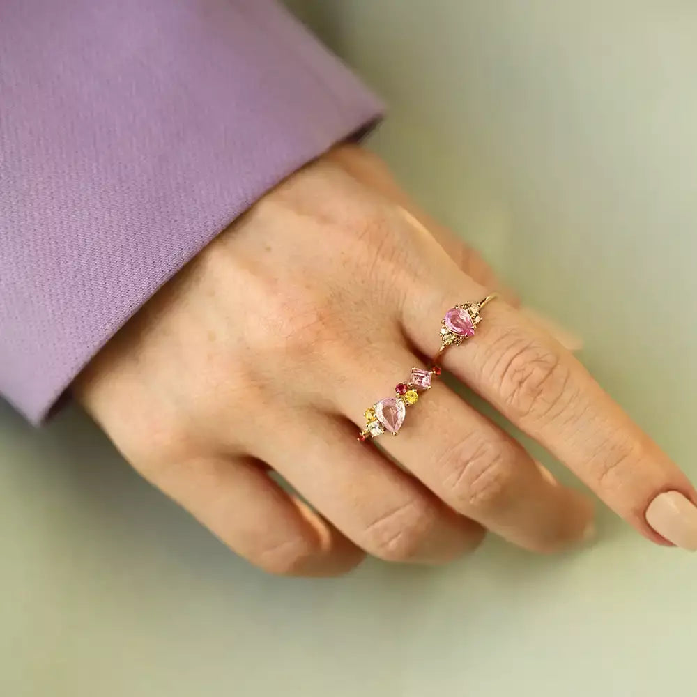 Dew 0.69 CT Pink Sapphire and Brown Diamond Rose Gold Ring