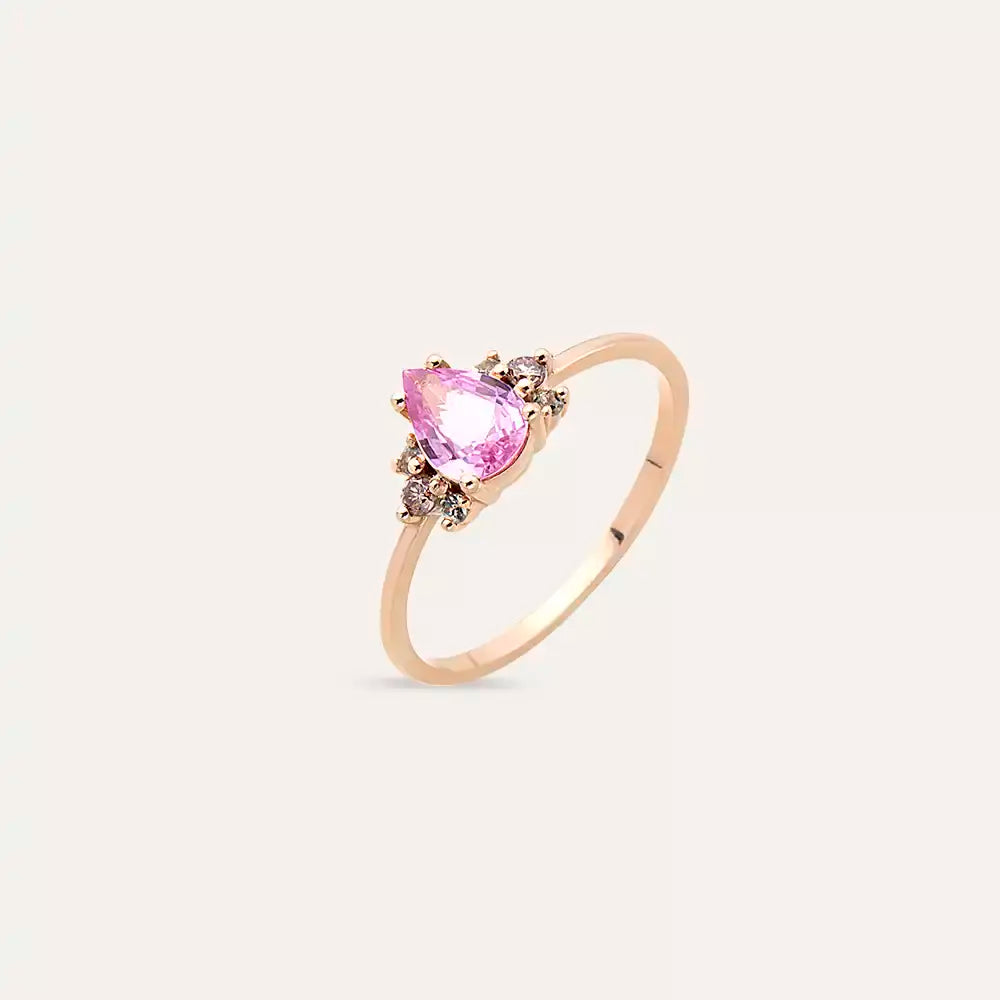 Dew 0.69 CT Pink Sapphire and Brown Diamond Rose Gold Ring