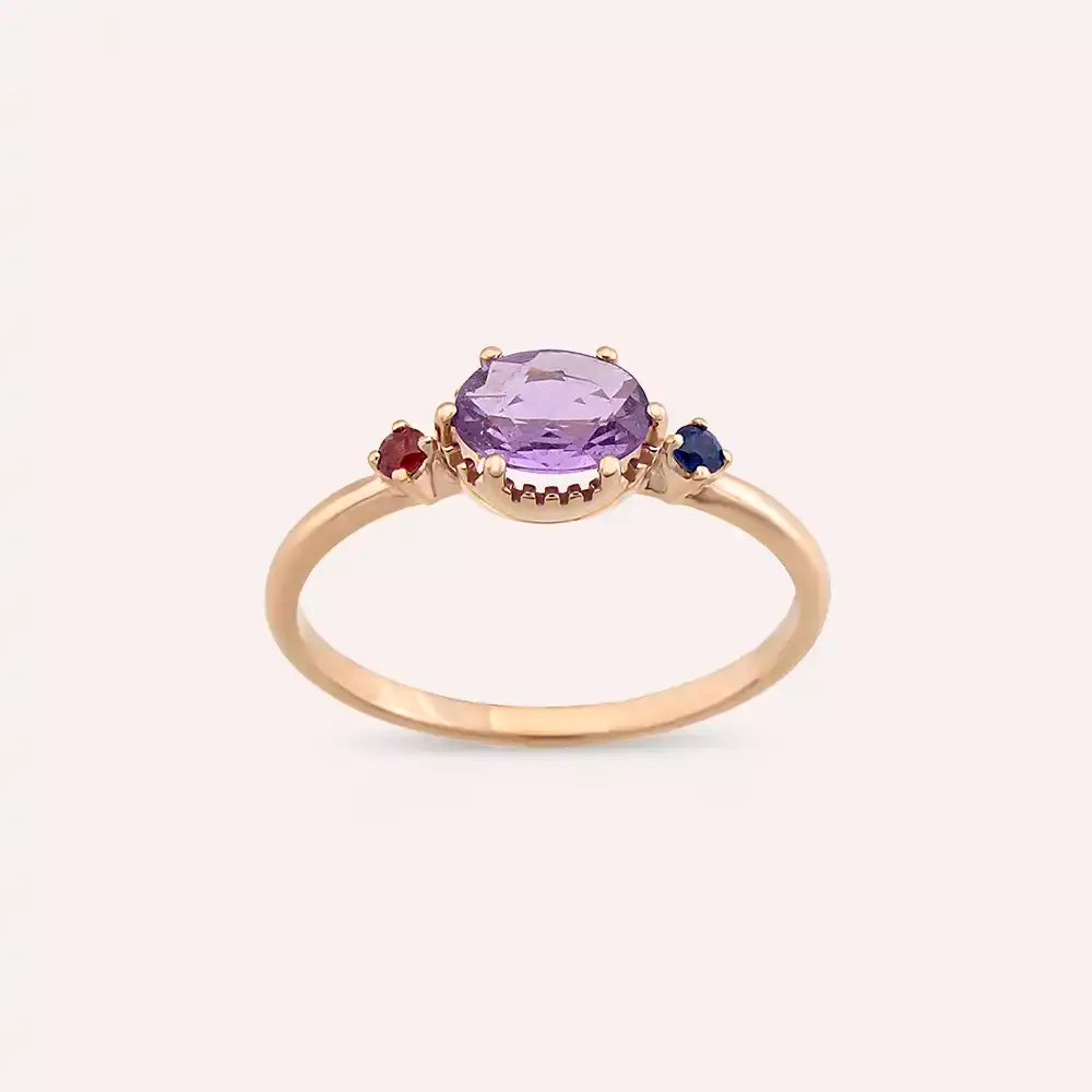 Swing 0.70 CT Multicolor Sapphire Rose Gold Ring