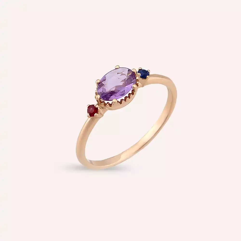Swing 0.70 CT Multicolor Sapphire Rose Gold Ring