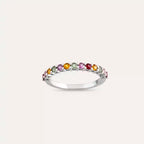 0.71 CT Multicolor Sapphire Half Eternity White Gold Ring