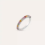 0.71 CT Multicolor Sapphire Half Eternity White Gold Ring