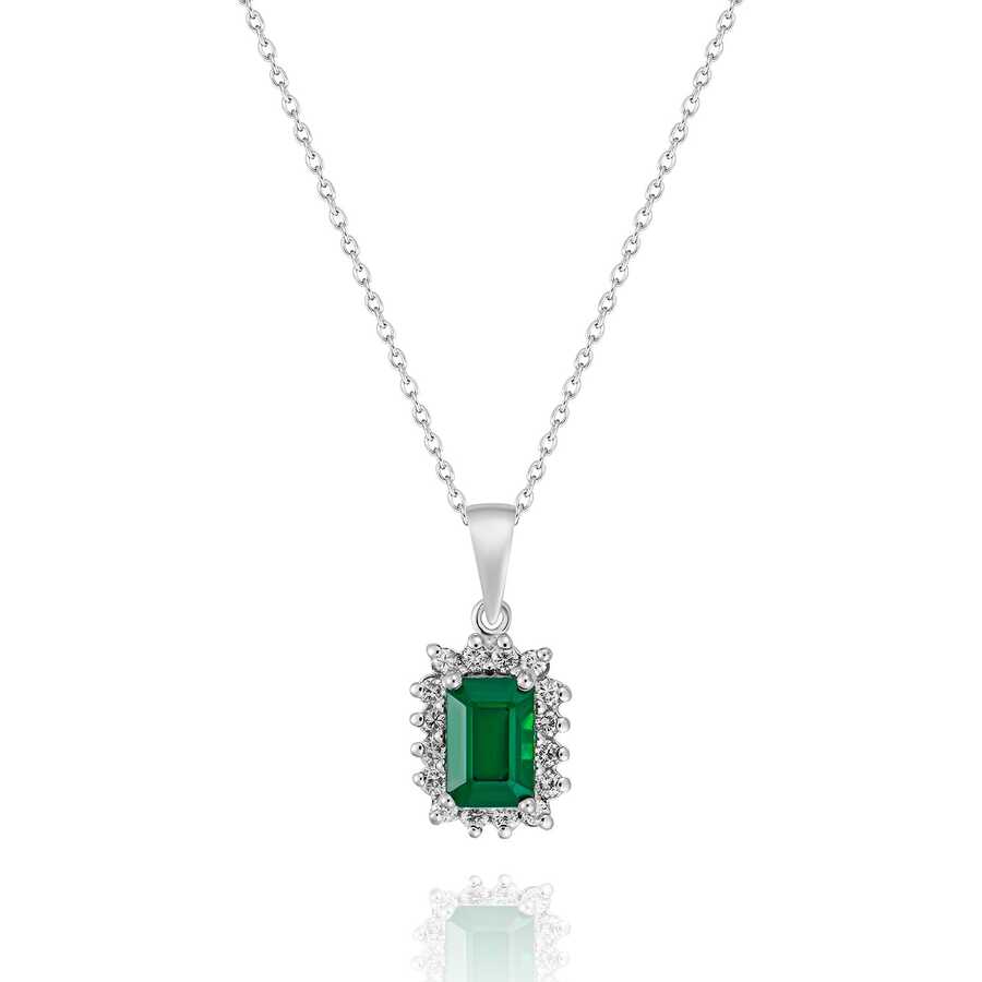 0,72 Karat Pırlantalı Zümrüt Kolye