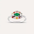 Pollen 0.73 CT Multicolor Sapphire and Emerald Stone White Gold Ring