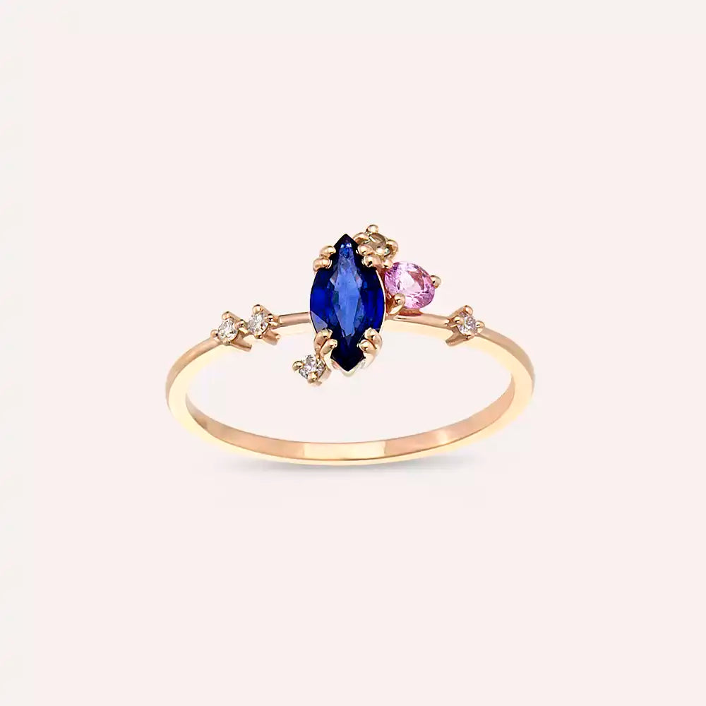 Arist 0.74 CT Sapphire and Diamond Rose Gold Ring