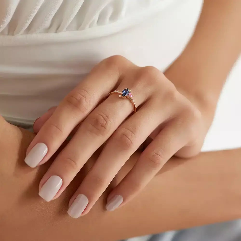 Arist 0.74 CT Sapphire and Diamond Rose Gold Ring