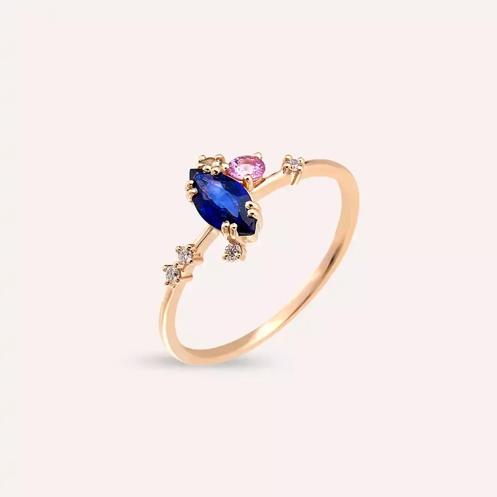 Arist 0.74 CT Sapphire and Diamond Rose Gold Ring