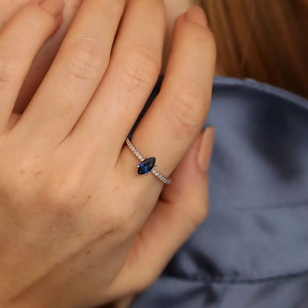 Celen 0.75 CT Sapphire and Diamond White Gold Ring