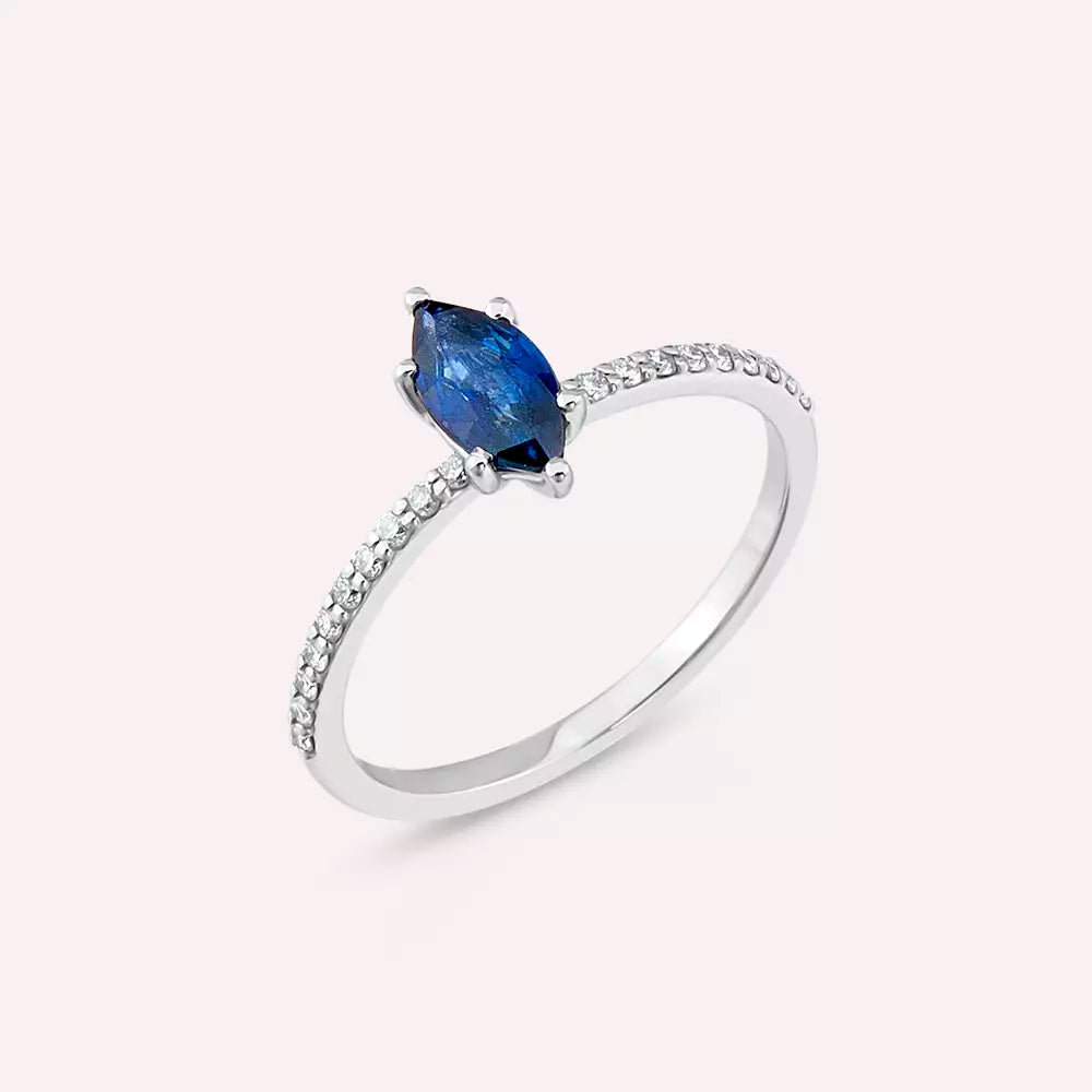 Celen 0.75 CT Sapphire and Diamond White Gold Ring